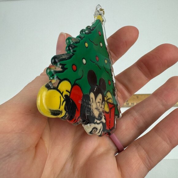 Vtg Mickey Mouse Sleeping Under Christmas Holiday Tree Ornament Disney Plastic - Picture 6 of 9